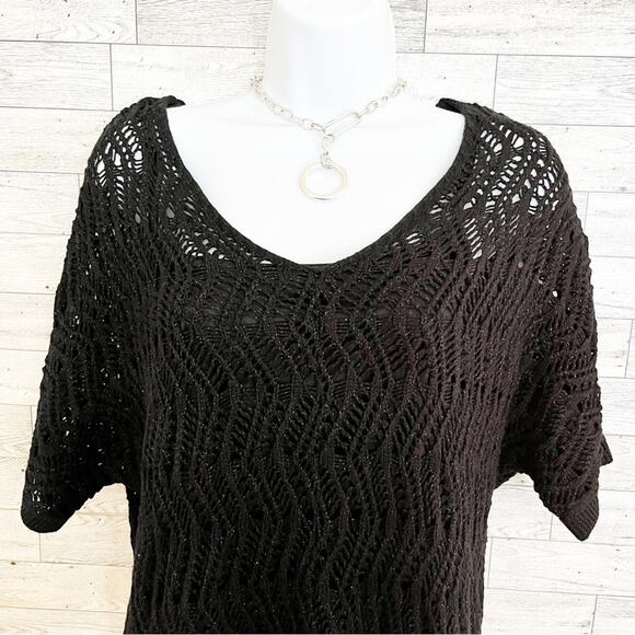 DANA BUCHMAN Metallic Knit Short Sleeve Sweater + Attached Tank, M, NWT! - Picture 5 of 10